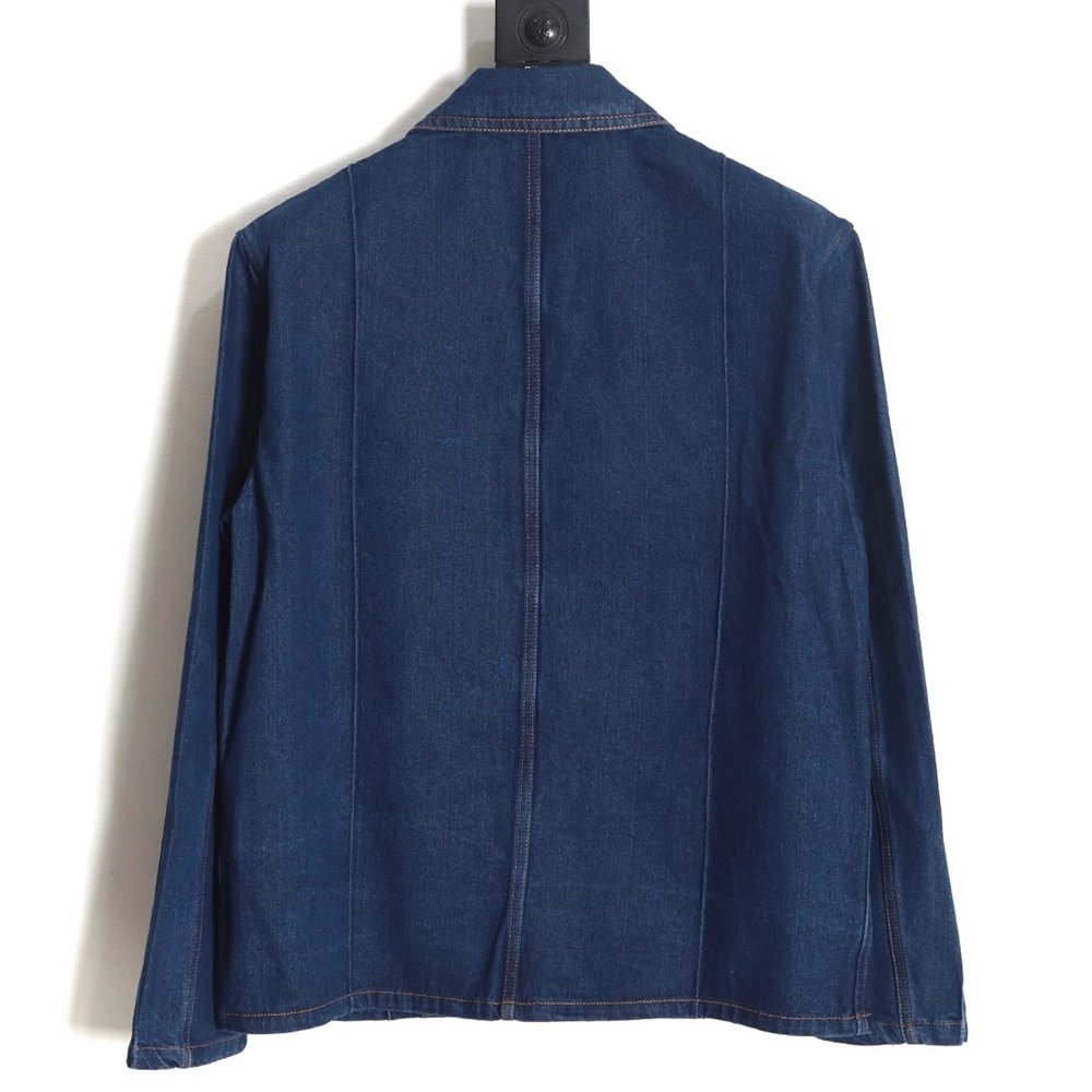 Loewe Denim Jacket with Leather Pockets,Cheap Replica Reps Loewe