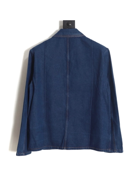 Loewe Denim Jacket with Leather Pockets,Cheap Replica Reps Loewe