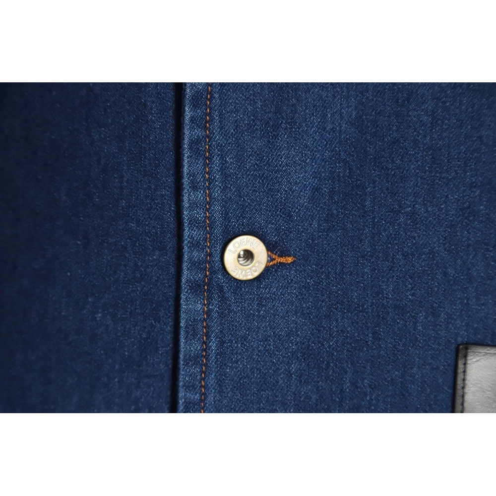 Loewe Denim Jacket with Leather Pockets,Cheap Replica Reps Loewe