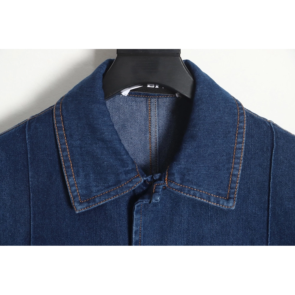 Loewe Denim Jacket with Leather Pockets,Cheap Replica Reps Loewe
