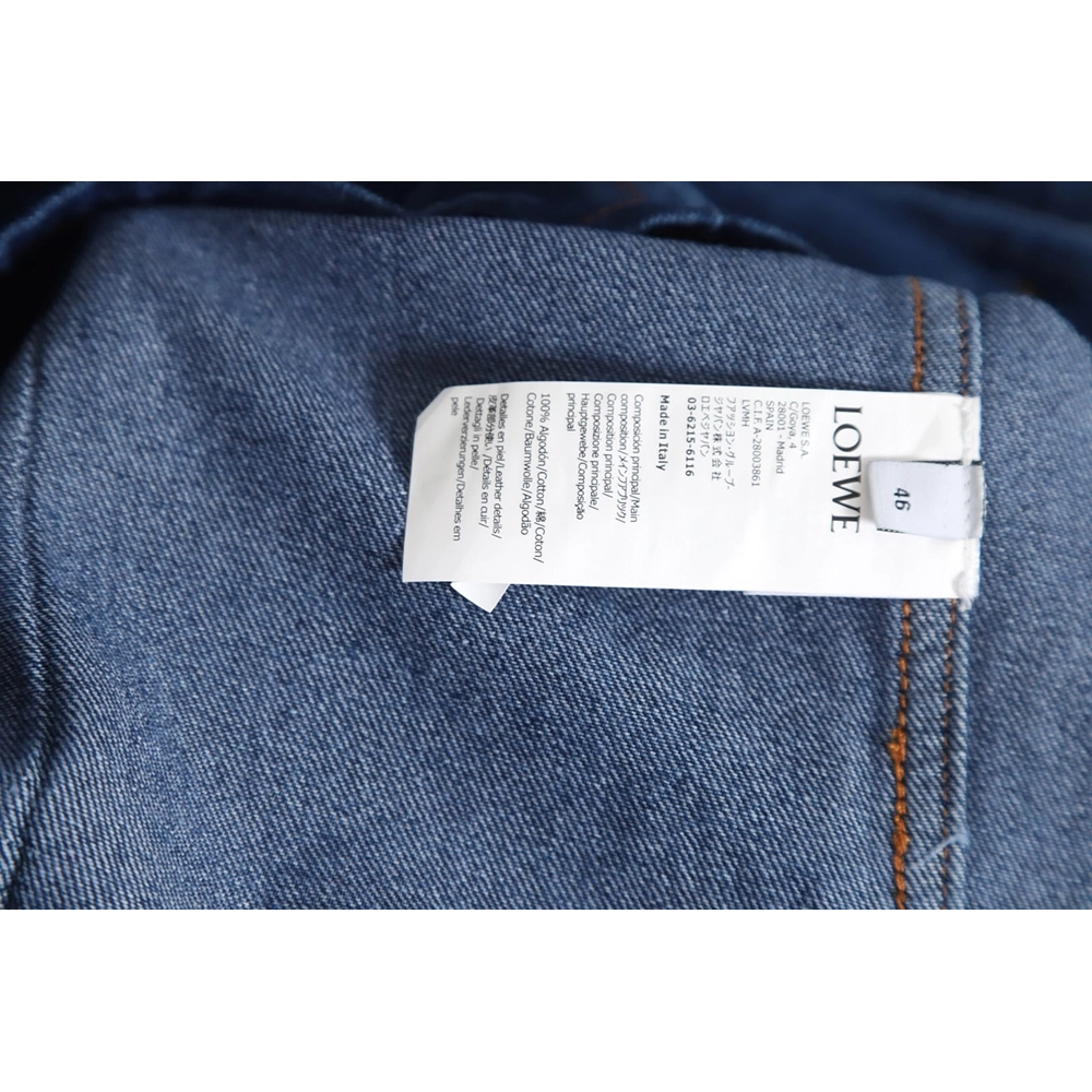 Loewe Denim Jacket with Leather Pockets,Cheap Replica Reps Loewe