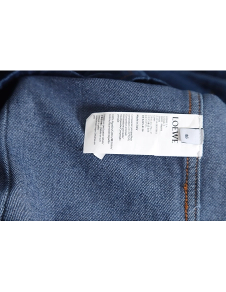 Loewe Denim Jacket with Leather Pockets,Cheap Replica Reps Loewe