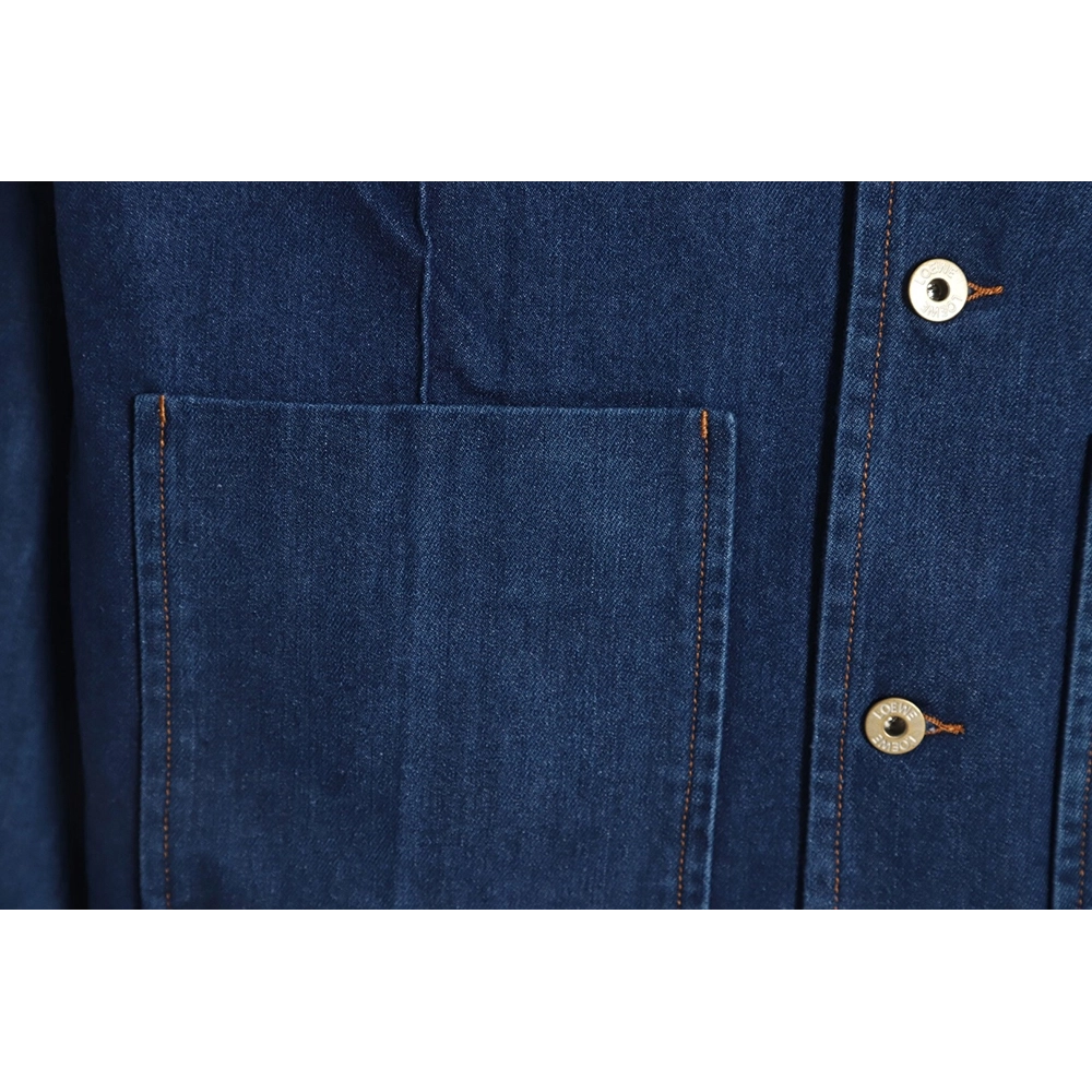 Loewe Denim Jacket with Leather Pockets,Cheap Replica Reps Loewe