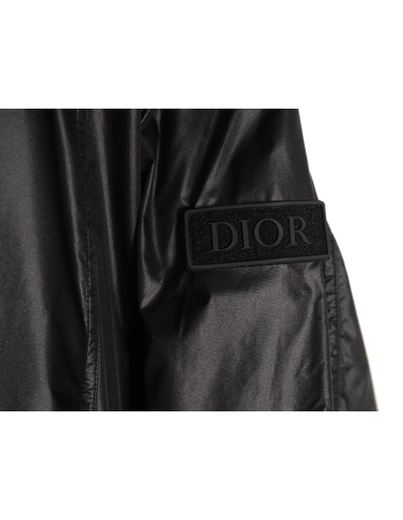 Dior Sleeve Badge Jacquard Silk Hooded Jacket TSK1,Cheap Replica Reps Dior