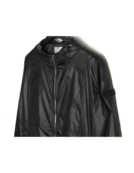 Dior Sleeve Badge Jacquard Silk Hooded Jacket TSK1,Cheap Replica Reps Dior
