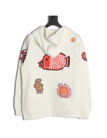 Louis Vuitton Yayoi Kusama sunfish embroidered hooded jacket,Cheap Replica Reps Louis Vuitton