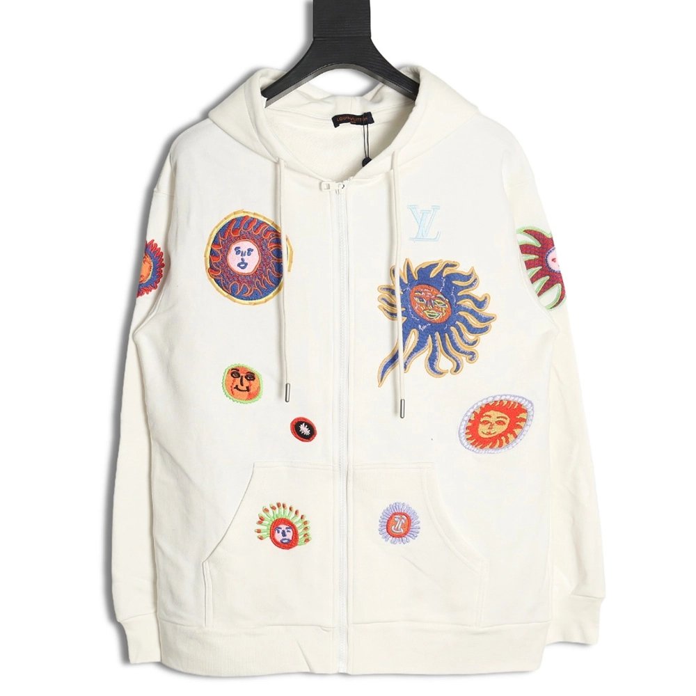 Louis Vuitton Yayoi Kusama sunfish embroidered hooded jacket,Cheap Replica Reps Louis Vuitton