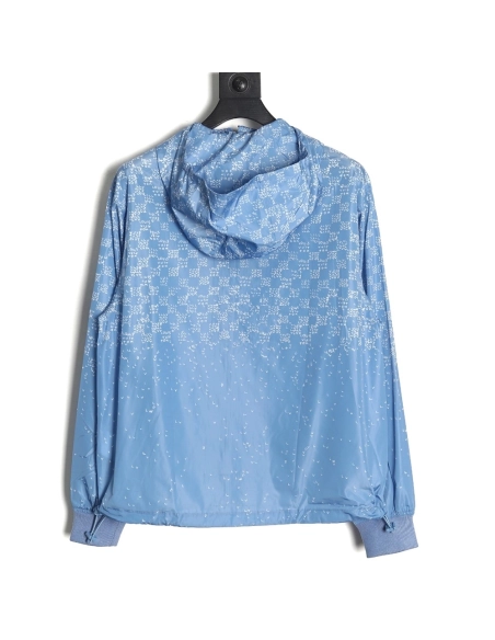 Louis Vuitton airplane gradient lettering print hooded zipup jacket,Cheap Replica Reps Louis Vuitton