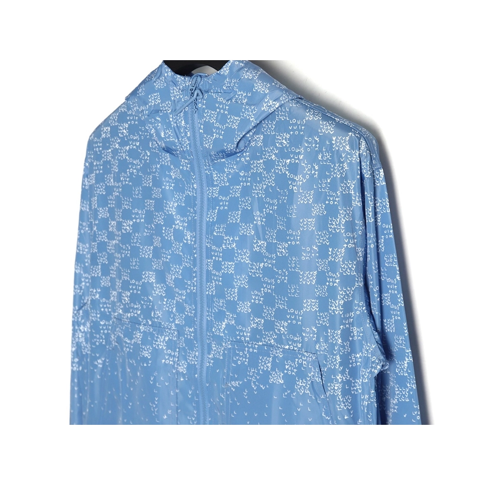 Louis Vuitton airplane gradient lettering print hooded zipup jacket,Cheap Replica Reps Louis Vuitton