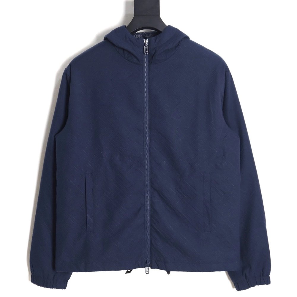 Fendi monogram pattern zipper hooded jacket,Cheap Replica Reps Fendi