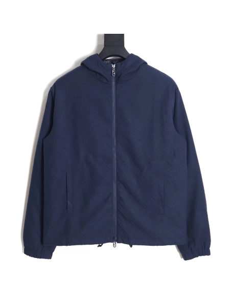 Fendi monogram pattern zipper hooded jacket,Cheap Replica Reps Fendi
