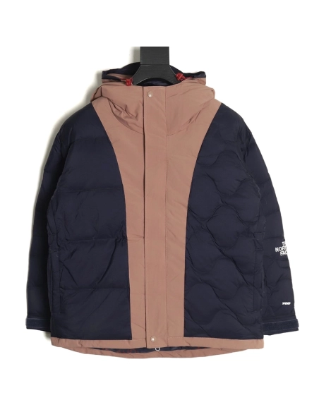 The North Face colorblock print zipup hooded down jacket TSK1,Cheap Replica Reps The North Face