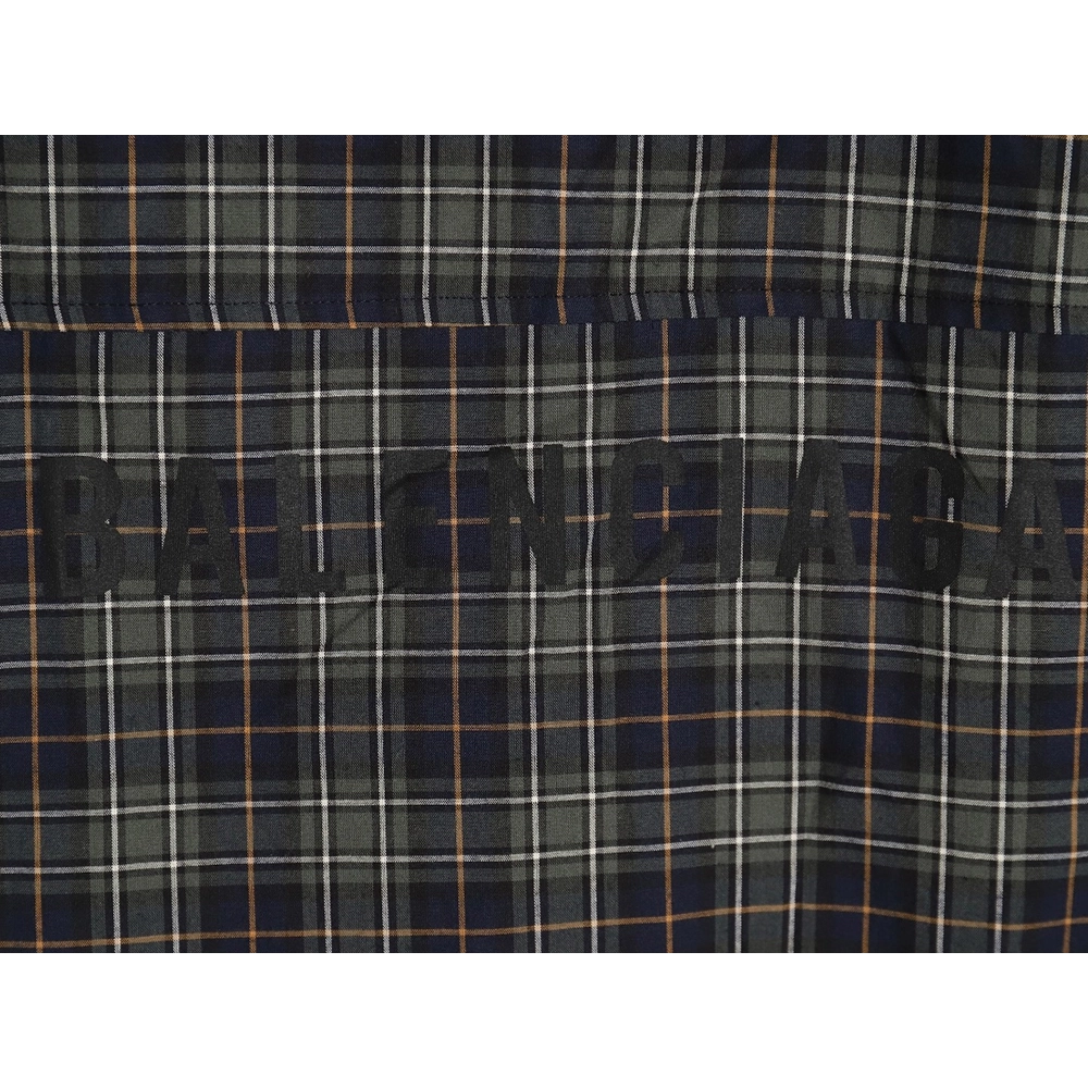 Balenciaga Green Plaid Long Sleeve Shirt,Cheap Replica Reps Balenciaga