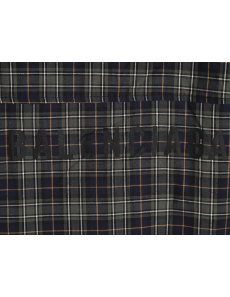 Balenciaga Green Plaid Long Sleeve Shirt,Cheap Replica Reps Balenciaga