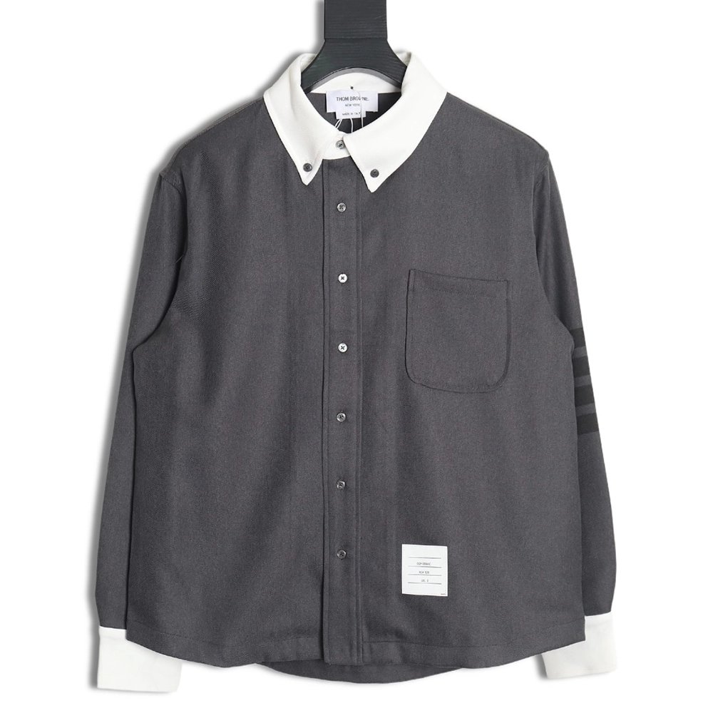Thom Browne patchwork contrast shirt jacket,Cheap Replica Reps Thom Browne