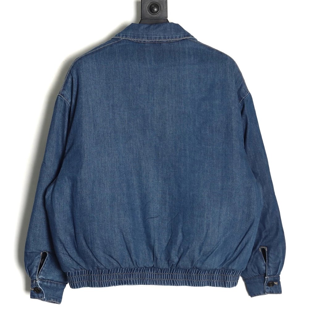 Miu Miu denim down jacket with embroidery,Cheap Replica Reps Miu Miu