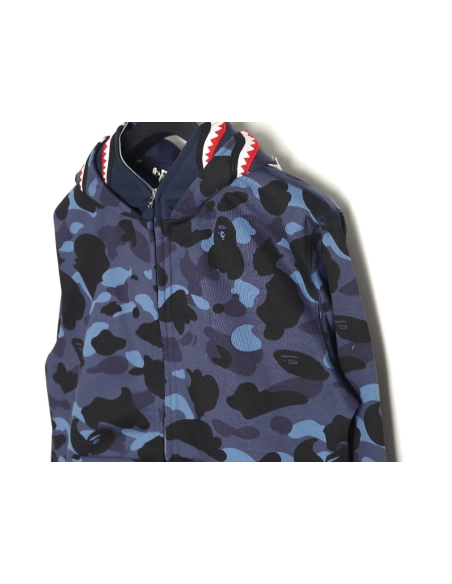Bape shark head tiger head zipper camouflage double hoodie TSK3,Cheap Replica Reps Bape
