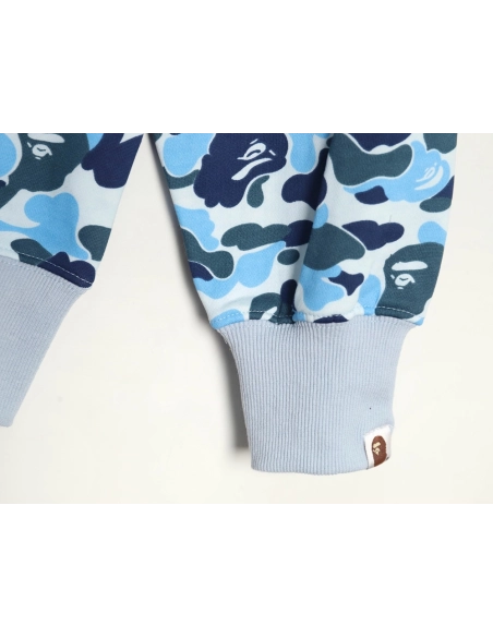 Bape shark head tiger head zipper camouflage double hoodie TSK2,Cheap Replica Reps Bape