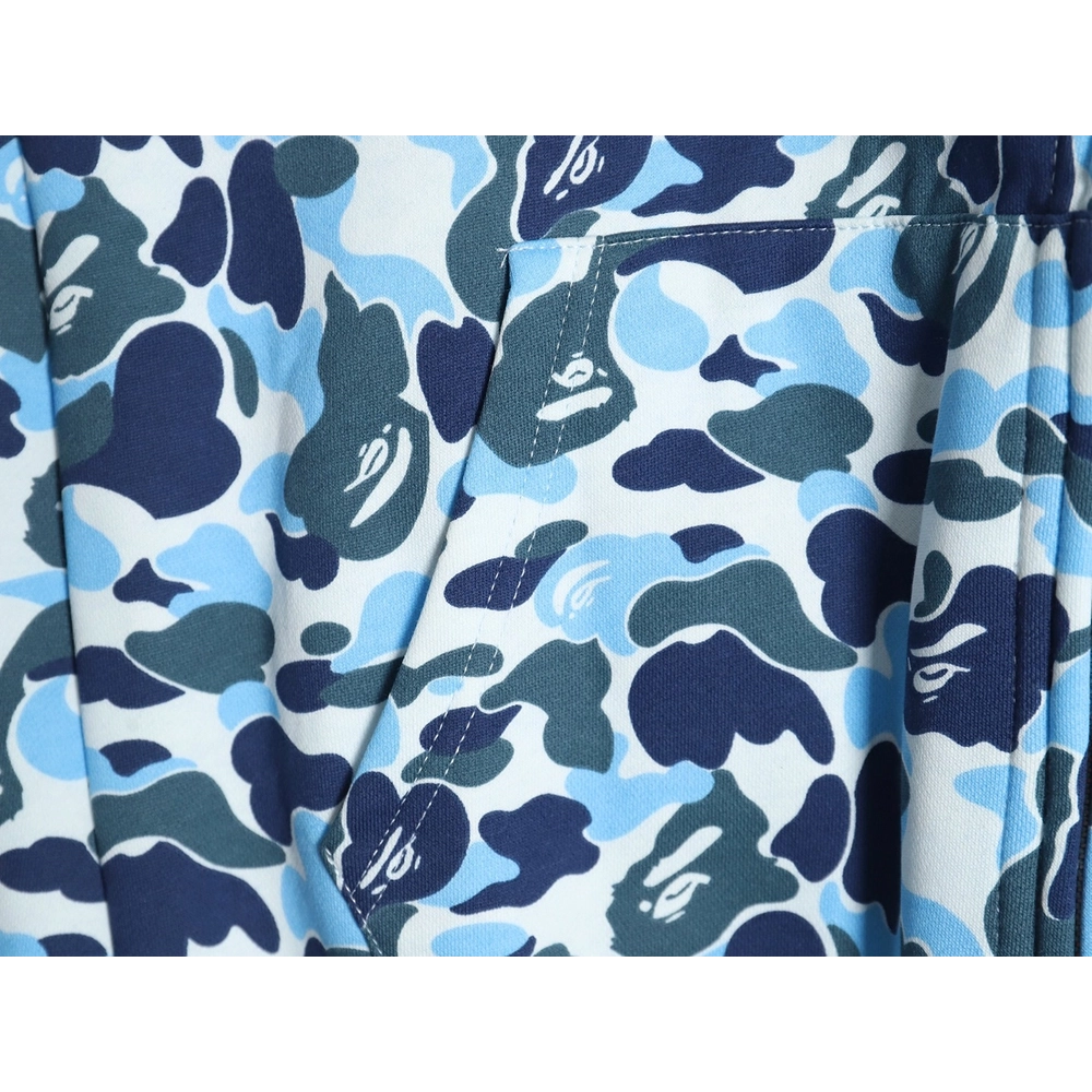 Bape shark head tiger head zipper camouflage double hoodie TSK2,Cheap Replica Reps Bape