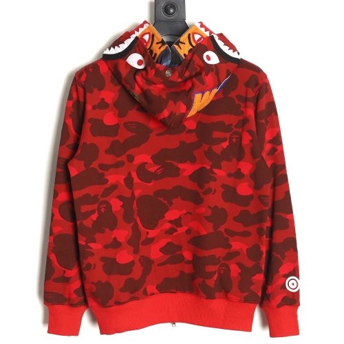 Bape shark head tiger head zipper camouflage double hoodie TSK1,Cheap Replica Reps Bape