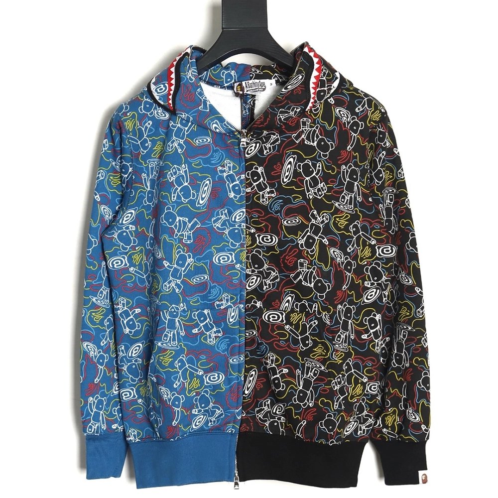 Bape x Medicon Toy joint violent bear and shark camouflage hoodie,Cheap Replica Reps Bape