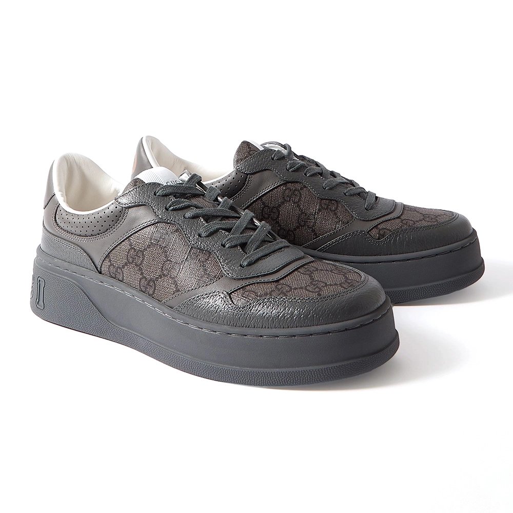 Gucci Lace Up Sneaker GG Monogram Grey,GUCCI SHOES,Other Brand Sneakers