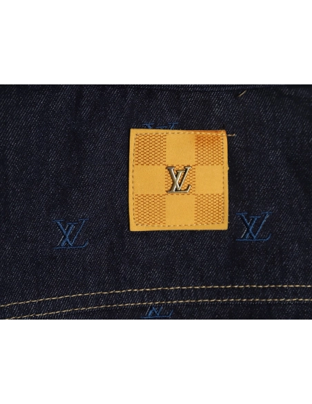 Louis Vuitton Logo Embroidered Blue Denim Jacket,Louis Vuitton Jacket,Jacket,APPAREL