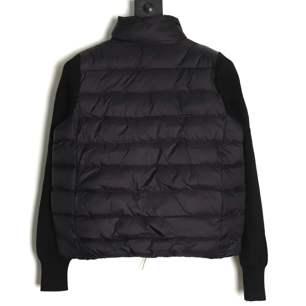 Moncler patchwork knitted stand collar lightweight down jacket,Moncler Jacket,Jacket,APPAREL