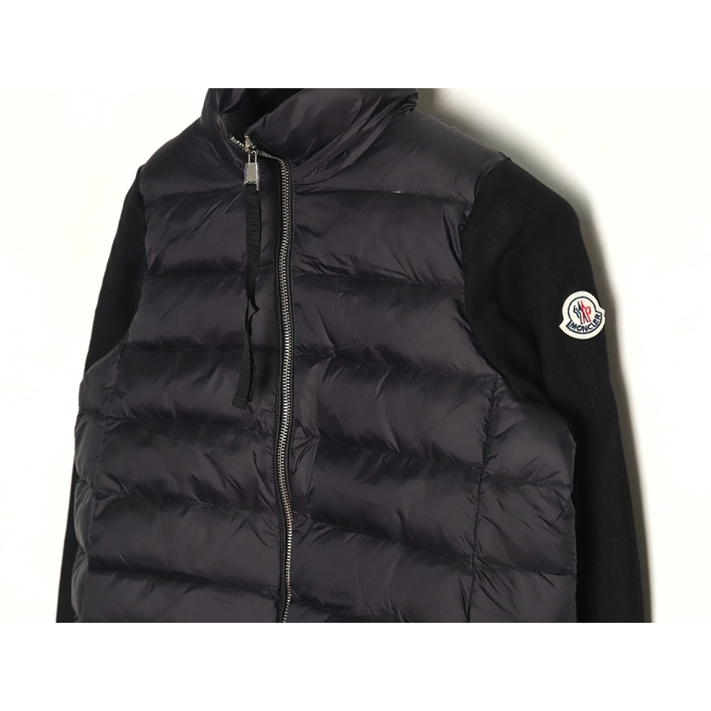 Moncler patchwork knitted stand collar lightweight down jacket,Moncler Jacket,Jacket,APPAREL