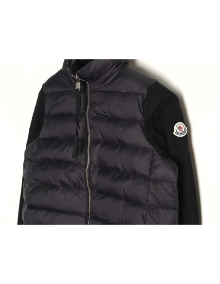 Moncler patchwork knitted stand collar lightweight down jacket,Moncler Jacket,Jacket,APPAREL