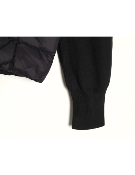 Moncler patchwork knitted stand collar lightweight down jacket,Moncler Jacket,Jacket,APPAREL