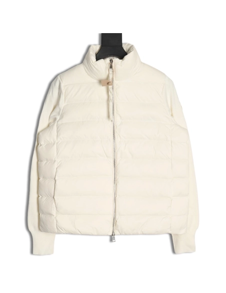 Moncler patchwork knitted stand collar lightweight down jacket,Moncler Jacket,Jacket,APPAREL