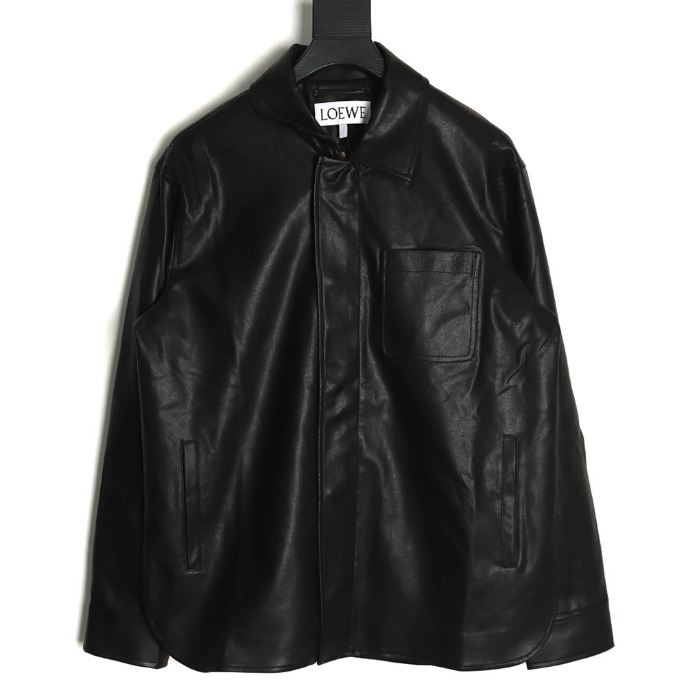 Loewe singlepocket zippered button leather jacket,Loewe Jacket,Jacket,APPAREL