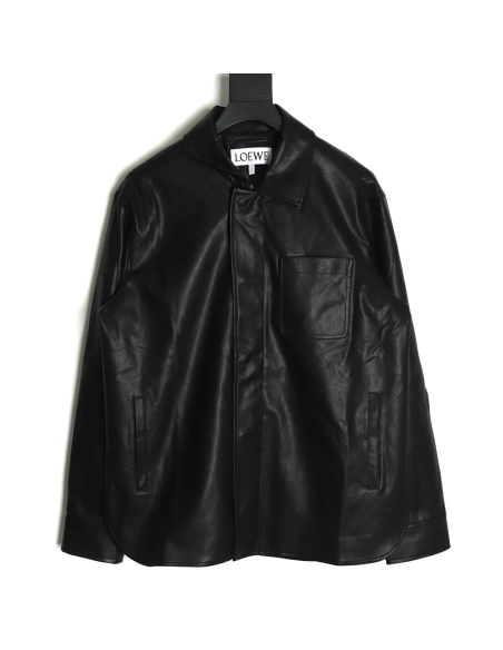 Loewe singlepocket zippered button leather jacket,Loewe Jacket,Jacket,APPAREL