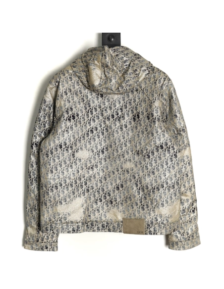 Dior all over print jacquard hooded down jacket,Dior Jacket,Jacket,APPAREL