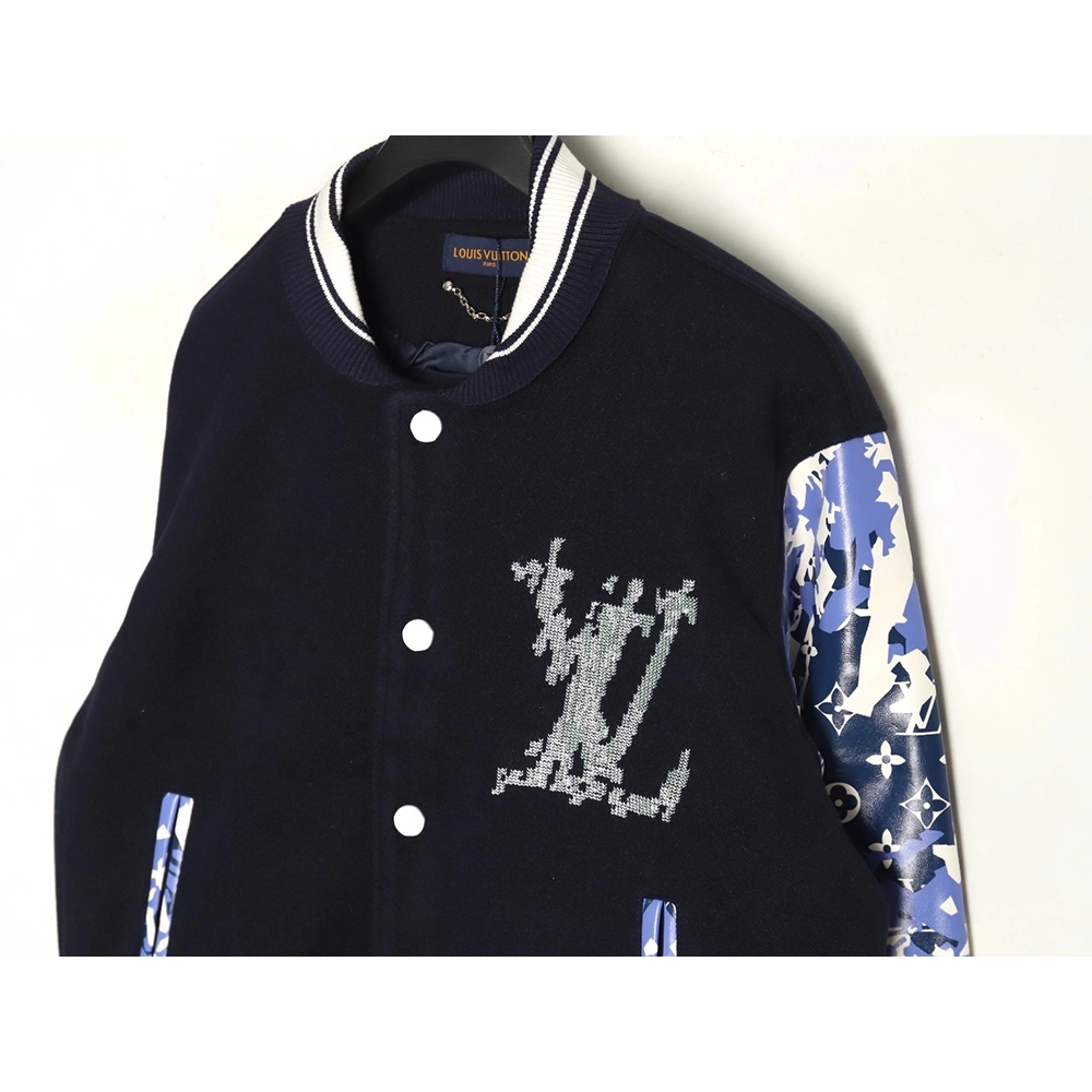 Louis Vuitton presbyopic patchwork baseball jacket,Louis Vuitton Jacket,Jacket,APPAREL