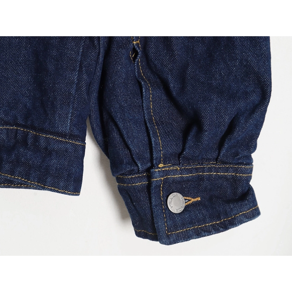 Prada denim lambswool lapel jacket,Prada Jacket,Jacket,APPAREL