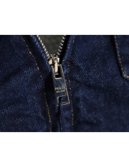 Prada denim lambswool lapel jacket,Prada Jacket,Jacket,APPAREL