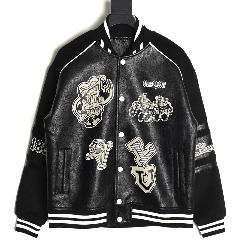 Louis Vuitton printed leather baseball jacket,Louis Vuitton Jacket,Jacket,APPAREL