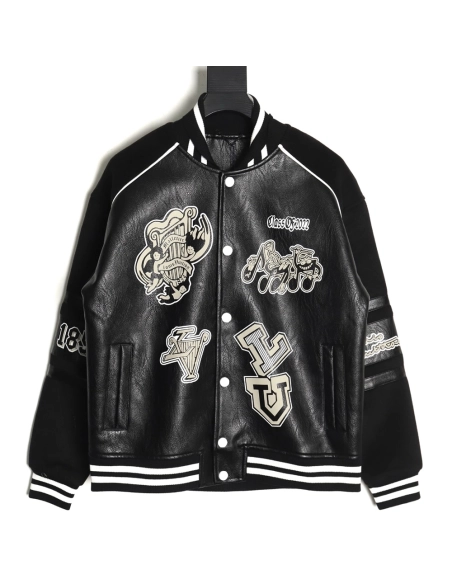 Louis Vuitton printed leather baseball jacket,Louis Vuitton Jacket,Jacket,APPAREL