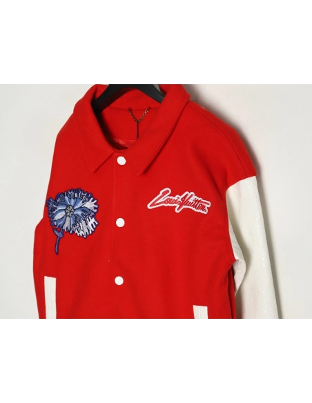 Louis Vuitton floral embroidered baseball jacket,Louis Vuitton Jacket,Jacket,APPAREL