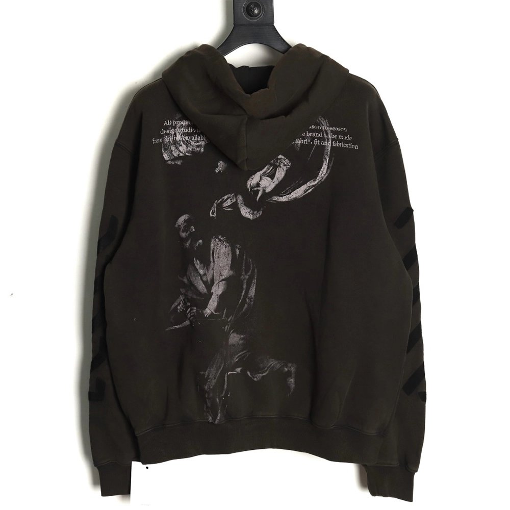 Off white washed old man print hoodie,Off White Hoodie,Hoodie,APPAREL