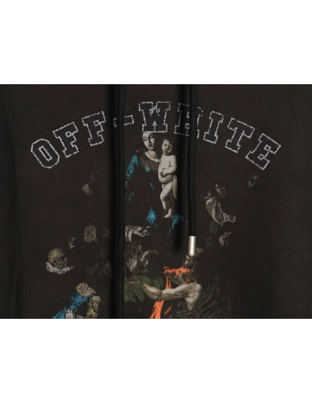 Off white washed religious hoodie,Off White Hoodie,Hoodie,APPAREL