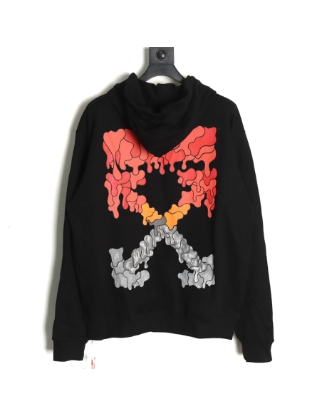 Off white red and gray melted arrow hoodie,Off White Hoodie,Hoodie,APPAREL