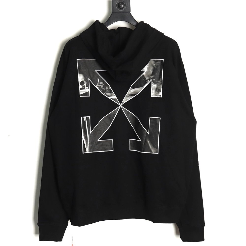 Off white Caravaggio black and white religious hoodie,Off White Hoodie,Hoodie,APPAREL