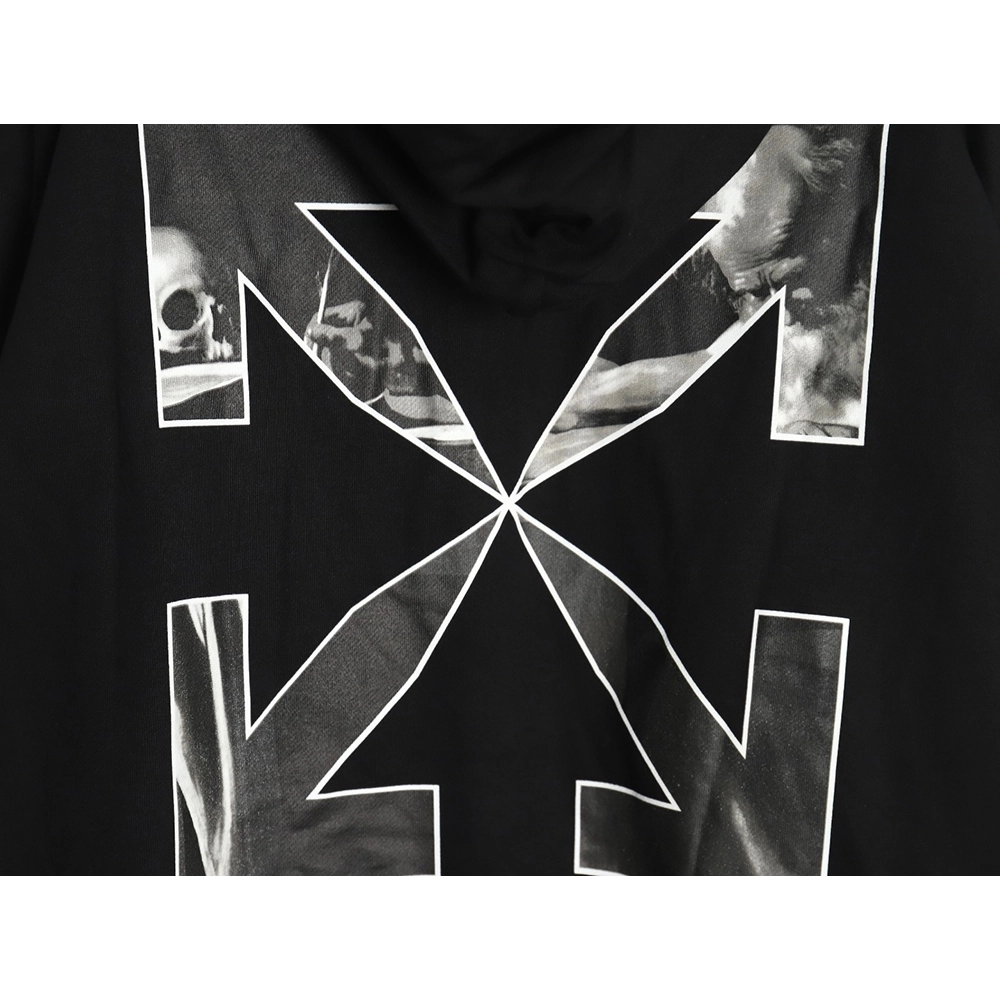 Off white Caravaggio black and white religious hoodie,Off White Hoodie,Hoodie,APPAREL