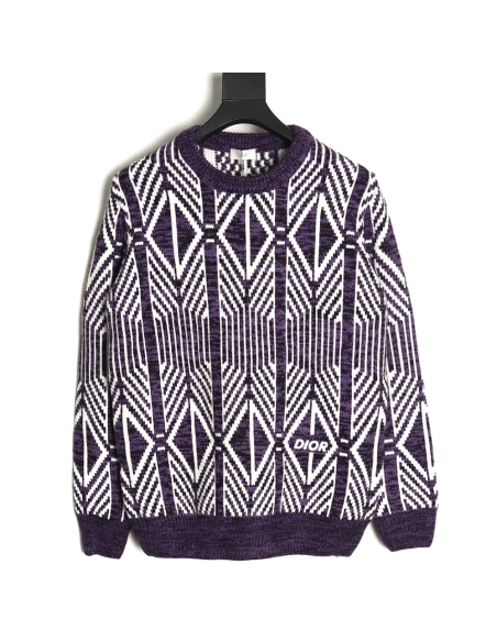 Dior jacquard geometric knit sweater,Dior Sweatshirt,Low Price High quality,legit seller