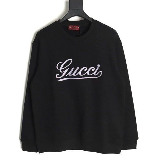 Gucci purple cursive lettering embroidered crew neck sweatshirt,Gucci Sweatshirt,Low Price High quality,legit seller