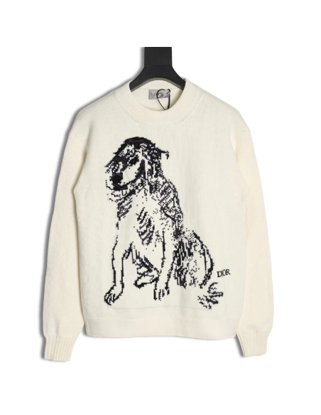 Dior sketch dog knitted sweater,Dior Sweatshirt,Low Price High quality,legit seller