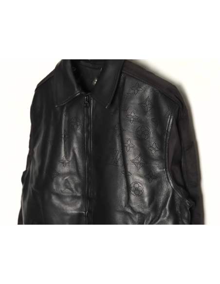Louis Vuitton laser hollowed out stitching leather jacket,Louis Vuitton Jacket,Jacket,APPAREL